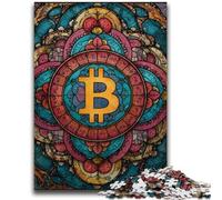 Jigsaw Puzzles for Teenagers Stained Glass Bitcoin for And from 14 Years And over Hands-on Game Christmas Game Gifts 26x38cm