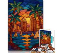 Jigsaw Puzzles for Teenagers Stained Glass City Teenager Puzzles,for Educational Game Challenge Toy Deal As Gifts for The Whole Family 75x50cm