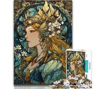 Jigsaw Puzzles for Teenagers Stained Glass Goddess,Help The Brain Exercise Addictive Toys to Cultivate Patience Perfect Decoration (38x26cm)