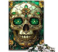 Jigsaw Puzzles for Teenagers Stained Glass Skull 1000 Pieces for Adults,Stress Reliever Difficult Challenge Unique Home Decor And Gifts (50x75cm)