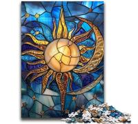 Jigsaw Puzzles for Teenagers Stained Glass Sun Teenager Puzzles,Stress Reliever Staycation Kill Time Wishlist with Santa Claus (38x26cm)