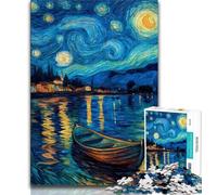 Jigsaw Puzzles for Teenagers Starry Sky Boat Teenager Puzzles,Game Toys Every Piece Is Unique - Challenging Family Fun Game 38x26cm
