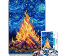 Jigsaw Puzzles for Teenagers Starry Sky Bonfire Teenager Puzzles,for Educational Game Challenge Toy Deal As Gifts for The Whole Family 26x38cm