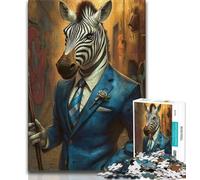 Jigsaw Puzzles for Teenagers Suit Zebra,learning Educational Toys Fun at Home Activities,Birthday Present,Travel Gifts 38X26CM
