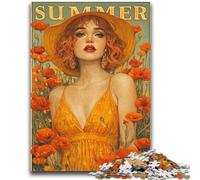 Jigsaw Puzzles for Teenagers Summer Girl Puzzles for Teenagers,Family Entertainment Toys with Matching Poster And Trivia Sheet (26x38cm)