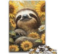 Jigsaw Puzzles for Teenagers Sunflower Sloth 1000 Piece Puzzle,Stress Reliever Staycation Kill Time Wishlist with Santa Claus (26x38cm)