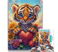 Jigsaw Puzzles for Teenagers Sunflower Tiger Puzzles,Challenging Game Gifts for Is Ideal As A Gift for The Whole Family 38x26cm