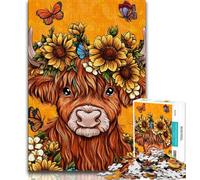 Jigsaw Puzzles for Teenagers Sunflower Yak Baby Puzzles for Teenagers,Brain Intelligence Challenge Addictive Toys for Home Decoration (size 75x50cm)