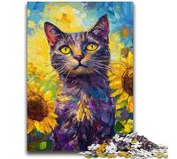 Jigsaw Puzzles for Teenagers Sunflowers And Cats Learning Educational Toys Fun at Home Activities, Birthday Present,Travel Gifts 50x75cm