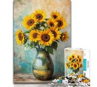 Jigsaw Puzzles for Teenagers Sunflowers in A Vase Teenager Puzzles,for Educational Game Challenge Toy Deal As Gifts for The Whole Family 75x50cm