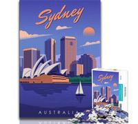 Jigsaw Puzzles for Teenagers Sydney Travel POSTER CITY,Help The Brain Exercise Addictive Toys to Cultivate Patience Perfect Decoration (75x50cm)