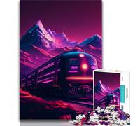 Jigsaw Puzzles for Teenagers Synthwave Train Puzzles for Teenagers,Staycation Kill Time with Fully Interlocking Randomly Shaped Pieces (size 75x50cm)