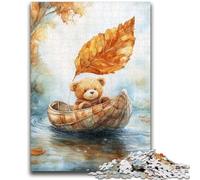 Jigsaw Puzzles for Teenagers Teddy Bear Sailing Walnut Shell Boat 1000 Piece Puzzle,learning Educational for Is Ideal As A Gift for The Whole Family (38x26cm)