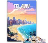 Jigsaw Puzzles for Teenagers Tel Aviv 1000 Piece Puzzle,Stress Reliever Staycation Kill Time Enhance Love between Couples (50x75cm)