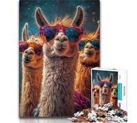 Jigsaw Puzzles for Teenagers Three Alpacas,Help The Brain Exercise Addictive Toys to Cultivate Patience Wall Decoration (75x50cm)