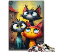 Jigsaw Puzzles for Teenagers Three Cats Teenager Puzzles,Stress Reliever Staycation Kill Time Wishlist with Santa Claus (38x26cm)
