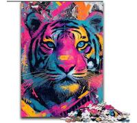 Jigsaw Puzzles for Teenagers Tiger Graffiti, Analysis And Logic with Fully Interlocking Randomly Shaped Pieces for And Age 14 Years Up (Size 50x75cm)