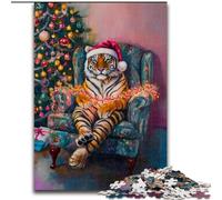 Jigsaw Puzzles for Teenagers Tiger on The Sofa Family Game Stress Reliever Difficult Challenge Secret Santa Gifts (size 26x38cm)