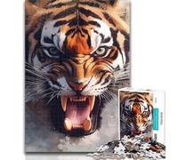 Jigsaw Puzzles for Teenagers Tiger Portrait Teenager Jigsaw,for Educational Game Challenge Toy Deal As Gifts for The Whole Family 50x75cm