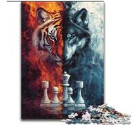 Jigsaw Puzzles for Teenagers Tiger Wolf Chess Family Game Stress Reliever Difficult Challenge Secret Santa Gifts (size 26x38cm)
