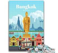 Jigsaw Puzzles for Teenagers Travel to Bangkok 1000 Piece Puzzle,Stress Reliever Staycation Kill Time Enhance Love between Couples (26x38cm)
