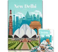 Jigsaw Puzzles for Teenagers Travel to New Delhi,Help The Brain Exercise Addictive Toys to Cultivate Patience Perfect Decoration (38x26cm)