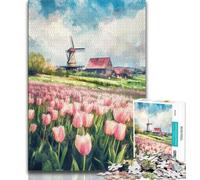 Jigsaw Puzzles for Teenagers Tulip Garden Puzzles for Teenagers,Educational Games Home Decoration Suitable for Desktop Decoration (size 38x26cm)