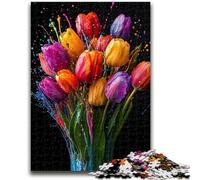 Jigsaw Puzzles for Teenagers Tulip Oil Painting 1000 Piece Puzzle,Challenging Family Activity Games DIY Toy for Home Wall Decor Gifts (38x26cm)