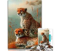 Jigsaw Puzzles for Teenagers Two Cheetahs Teenager Jigsaw,is Ideal As Gifts for The Whole Family Suitable for And 14 (size 75x50cm)