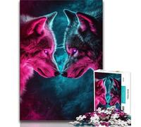 Jigsaw Puzzles for Teenagers Two Wolves,Learning Educational Toys Family Games Educational Game for Birthday,Chrismas 75x50cm
