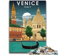 Jigsaw Puzzles for Teenagers Venice Italy at Night Challenging Game And Family Play Wall Decoration Unique Birthday And Xmas Gifts (size 38x26cm)
