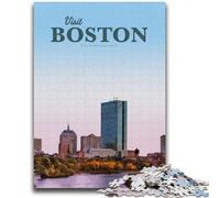 Jigsaw Puzzles for Teenagers Visit Boston 1000 Piece Puzzle,Educational Games Wall Decoration Unique Birthday And Xmas Gifts (26x38cm)