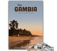 Jigsaw Puzzles for Teenagers Visit Gambia 1000 Piece Puzzle,Educational Games Wall Decoration Unique Birthday And Xmas Gifts (26x38cm)