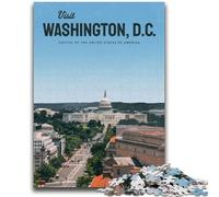 Jigsaw Puzzles for Teenagers Visit Washington DC Puzzles for Teenagers,Family Entertainment Toys with Matching Poster And Trivia Sheet (50x75cm)