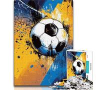 Jigsaw Puzzles for Teenagers Watercolor Football,Help The Brain Exercise Addictive Toys to Cultivate Patience Wall Decoration (75x50cm)