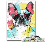 Jigsaw Puzzles for Teenagers Watercolor French Bulldog 1000 Piece Jigsaw,Stress Reliever Staycation Kill Time Parent-child Interaction (26x38cm)
