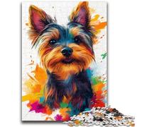 Jigsaw Puzzles for Teenagers Watercolor Yorkshire Terrier 1000 Piece Puzzle,Challenging Family Activity Games DIY Toy for Home Wall Decor Gifts (38x26cm)
