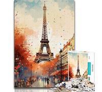 Jigsaw Puzzles for Teenagers Watercolour Eiffel Tower Teenager Jigsaw,is Ideal As Gifts for The Whole Family Suitable for And 14 (size 75x50cm)