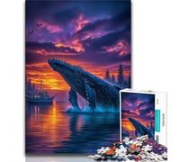 Jigsaw Puzzles for Teenagers Whales at Sunset Teenager Jigsaw,is Ideal As Gifts for The Whole Family Suitable for And 14 (size 38x26cm)
