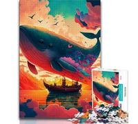 Jigsaw Puzzles for Teenagers Whales Voyage Puzzles for Teenagers,Family Entertainment Toys with Matching Poster And Trivia Sheet 38x26cm