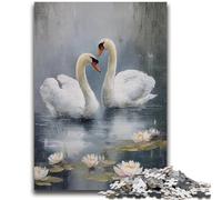 Jigsaw Puzzles for Teenagers White Swan 1000 Piece Puzzle,Stress Reliever Staycation Kill Time Wishlist with Santa Claus (75x50cm)