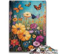 Jigsaw Puzzles for Teenagers Wildflowers Butterflies Oil Painting 1000 Piece Puzzle,Challenging Game for Is Ideal As A Gift for The Whole Family (38x26cm)