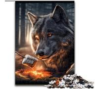 Jigsaw Puzzles for Teenagers Wolf And Campfire, for Ages 14 And over Each Piece Is Unique - Fun And Challenging Game for The Whole Family Good Gift (Size 50x75cm)