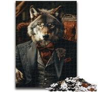 Jigsaw Puzzles for Teenagers Wolf in Suit 1000 Piece Jigsaw,Stress Reliever Staycation Kill Time Parent-child Interaction (75x50cm)