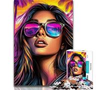Jigsaw Puzzles for Teenagers Woman Wearing Sunglasses,Help The Brain Exercise Addictive Toys to Cultivate Patience Wall Decoration (38x26cm)