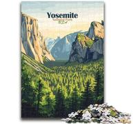 Jigsaw Puzzles for Teenagers Yosemite National Park Poster 1000 Piece Puzzle,Stress Reliever Staycation Kill Time Enhance Love between Couples (26x38cm)