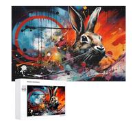 Jigsaw Puzzles for Teenagerss 1000 PCS Abstract Rabbit Wall Art Teenagers Puzzles Family Game Wall Decoration Parent-child Interaction 1000 PCS
