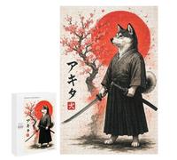 Jigsaw Puzzles for Teenagerss 1000 PCS American Akita Samurai Puzzle for Adults Brain Teaser Game Difficult Hard Unique Birthday And Gifts 1000 PCS