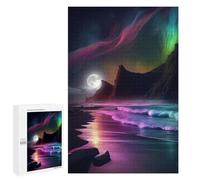 Jigsaw Puzzles for Teenagerss 1000 PCS Aurora Beach Night Adult Puzzles Toy Wall Decor Staycation Kill Time Stress Reduction Gifts 1000 PCS