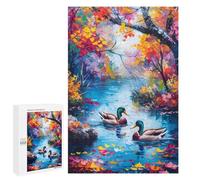 Jigsaw Puzzles for Teenagerss 1000 PCS Autumn Ducks by The Lake Puzzles for Adults Brain Teaser Game Pattern Assembly Parent-child Interaction 1000 PCS